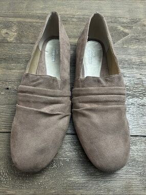Ros Hommerson Suede Loafers in Taupe Brown